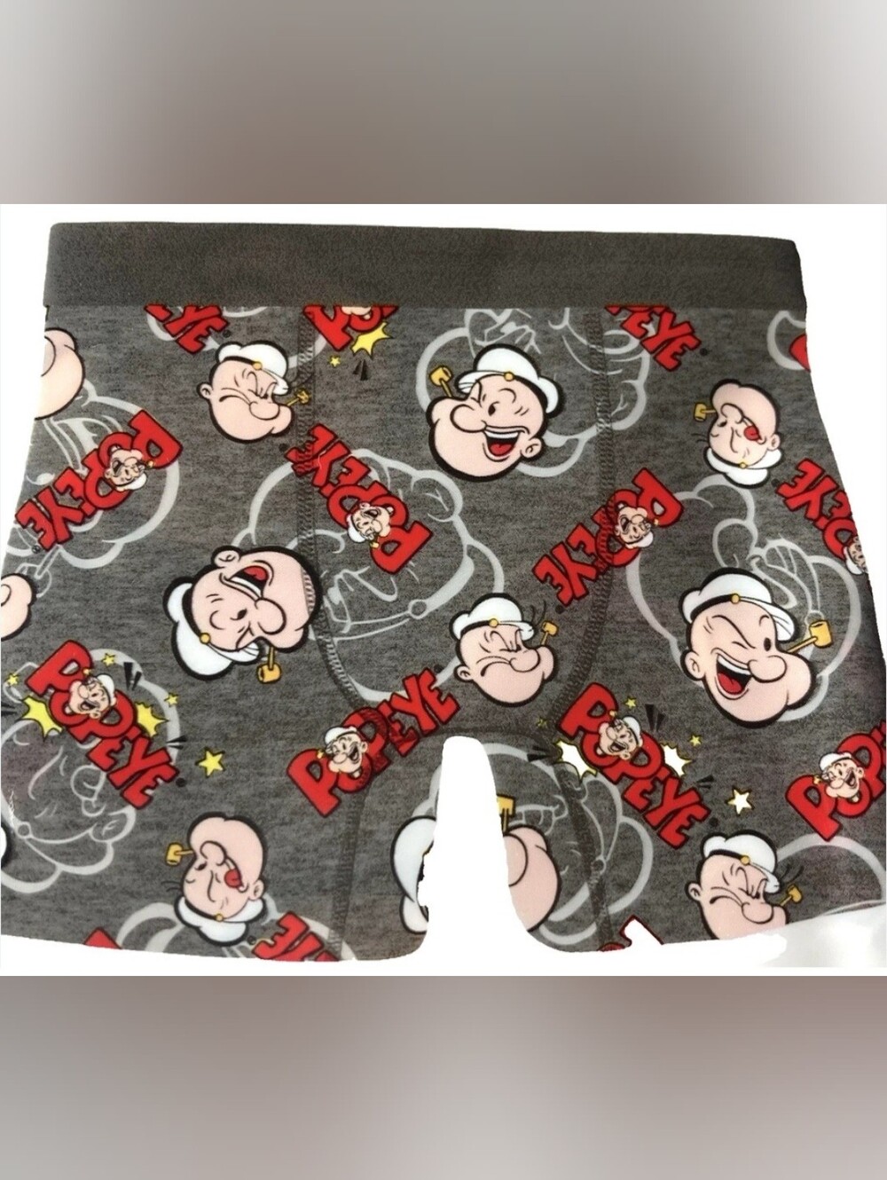 Men's Gray Popeye Print Boxer Briefs - Character Cotton Blend